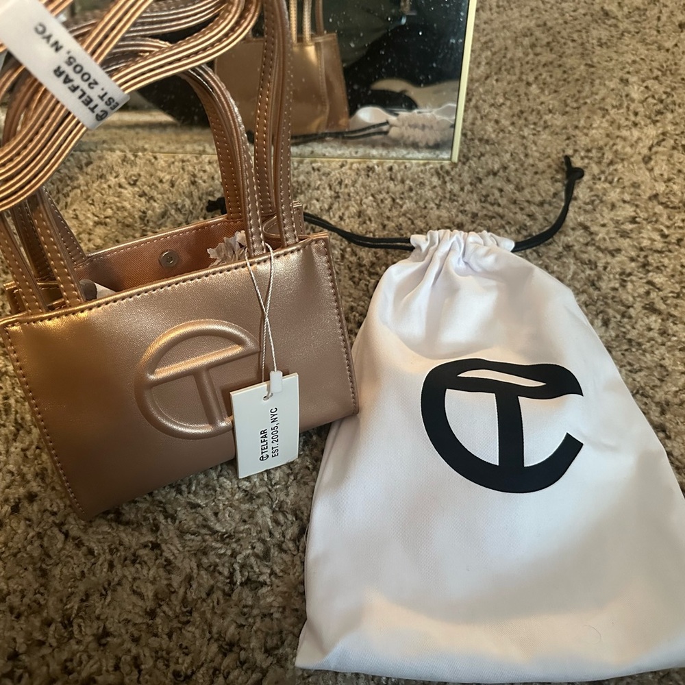 New with tags Telfar small metallic shopping bag